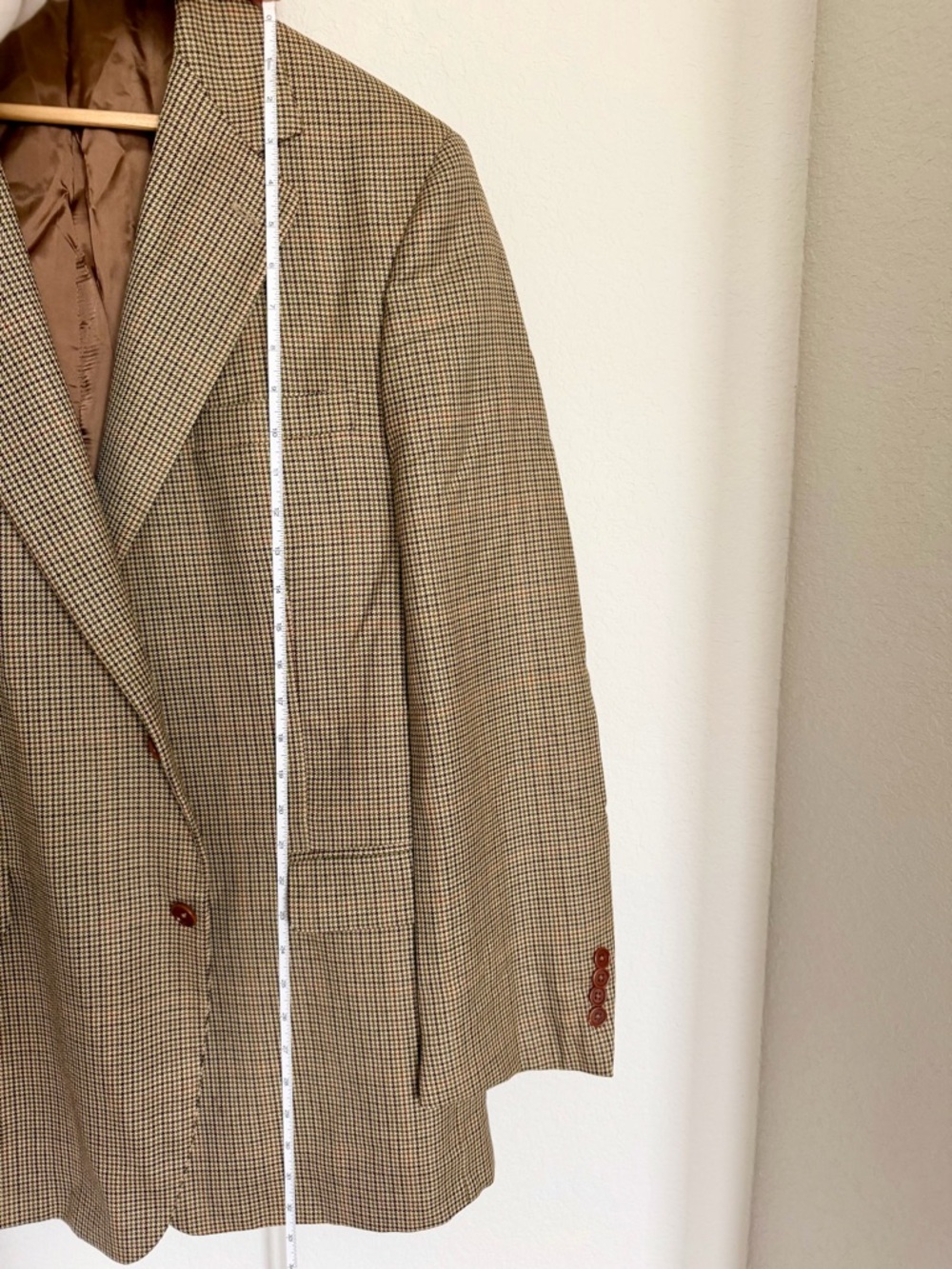 Brooks Brothers Blazer Mens Size 44L Brown Gingham Houndstooth Sports Coat Italy - Picture 12 of 15